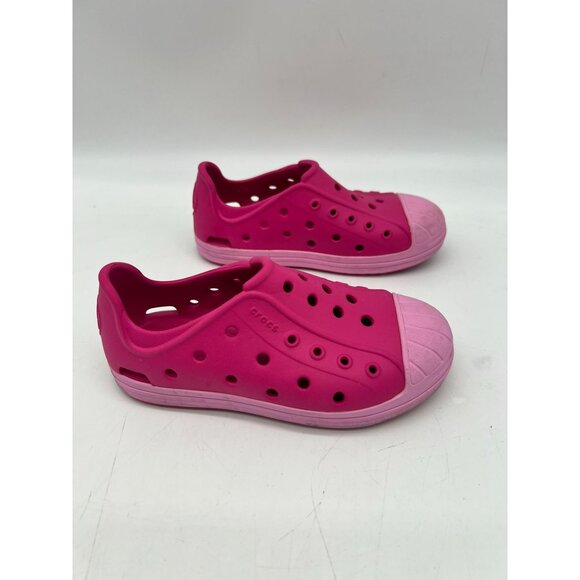 Crocs Kids Slip-On Water Shoes Girls Size 11 Pink Ventilation Holes Toe Cap - Picture 3 of 13